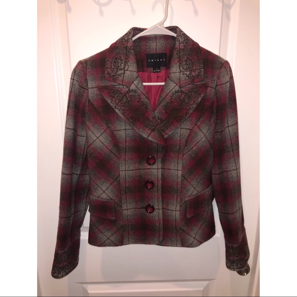 Burgundy and Gray Coat